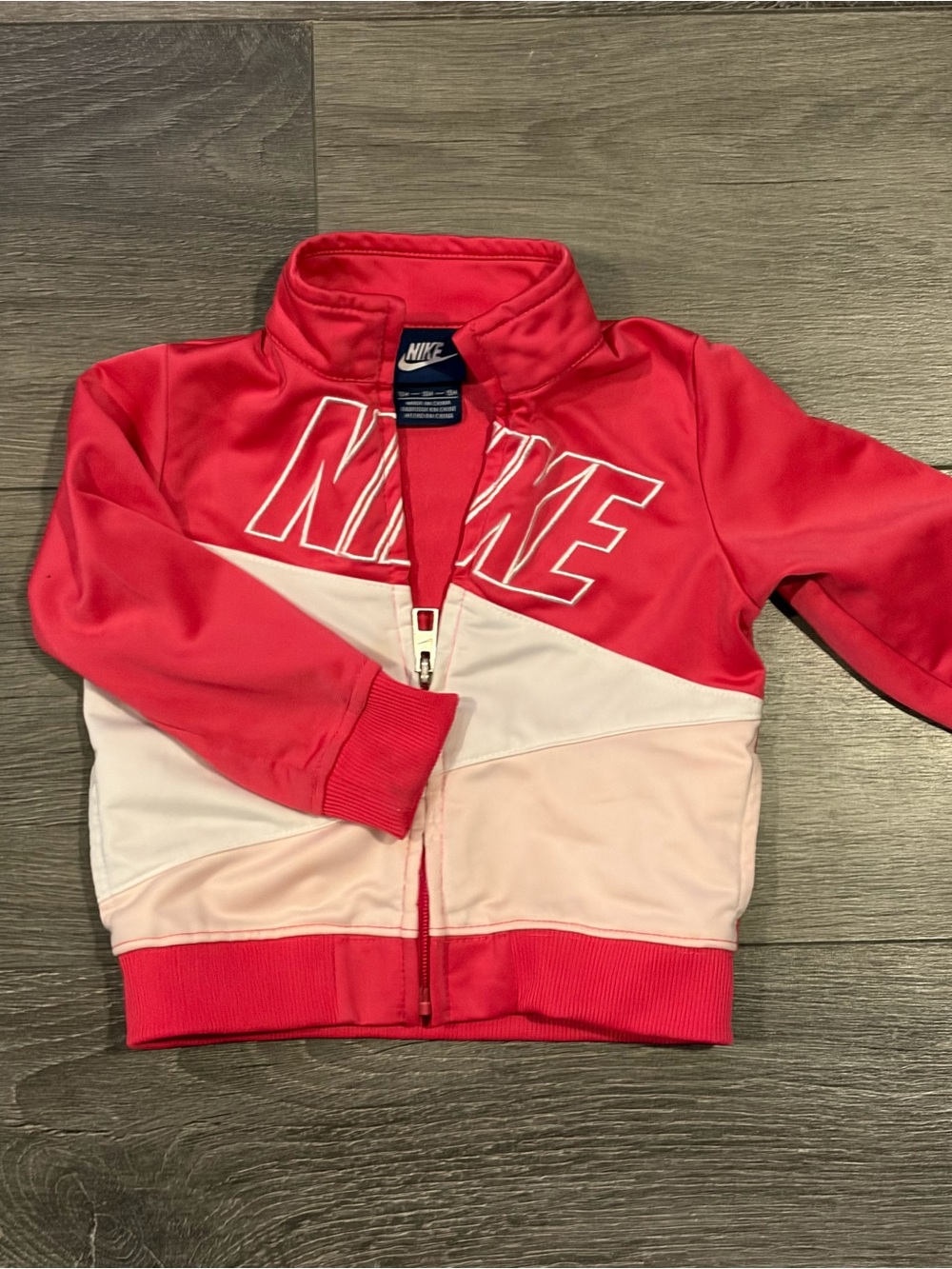 Nike Girls Pink, Cream & Light Pink Colorblock Zip-Up Jacket